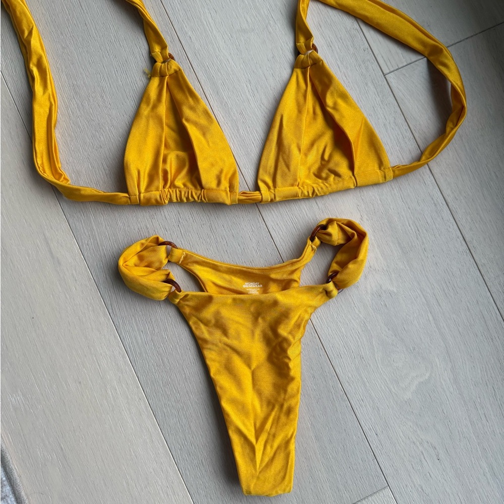 Monday Swimwear Morocco top (S) and bottom (P) in Mango